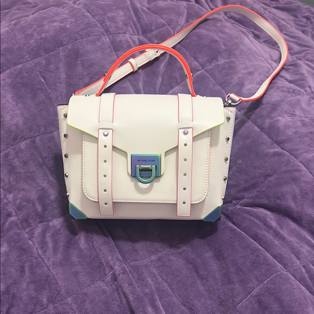 Michael Kors Cream And Pink Satchel